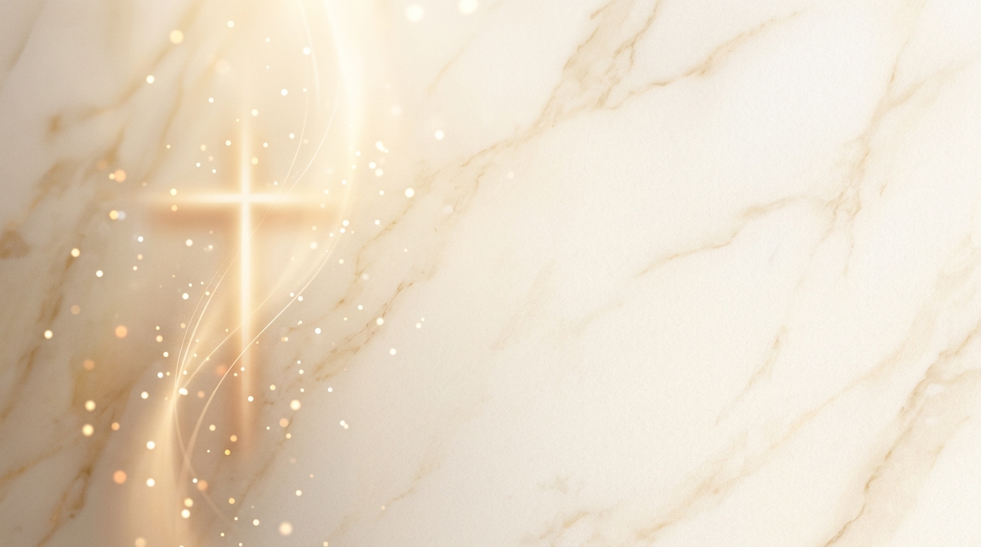 Golden cross on marble background